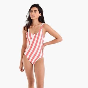 1989 scoopback one-piece swimsuit cerise stripe